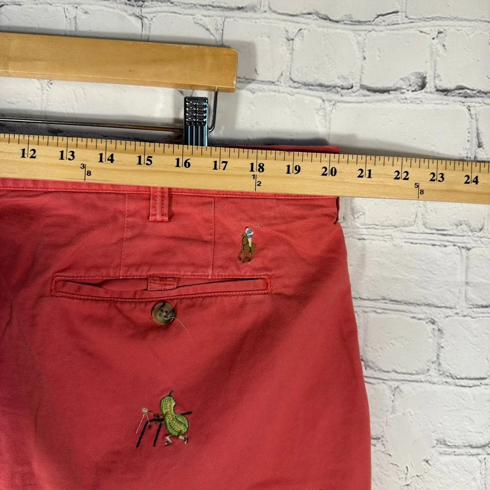 Polo Ralph Lauren Mens Salmon Pink‎ Pickle Sport Embroidered Chino Shorts